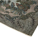 Handmade Hi-Low Pile Turkish 1980s 191 cm x 296 cm Grey Rug