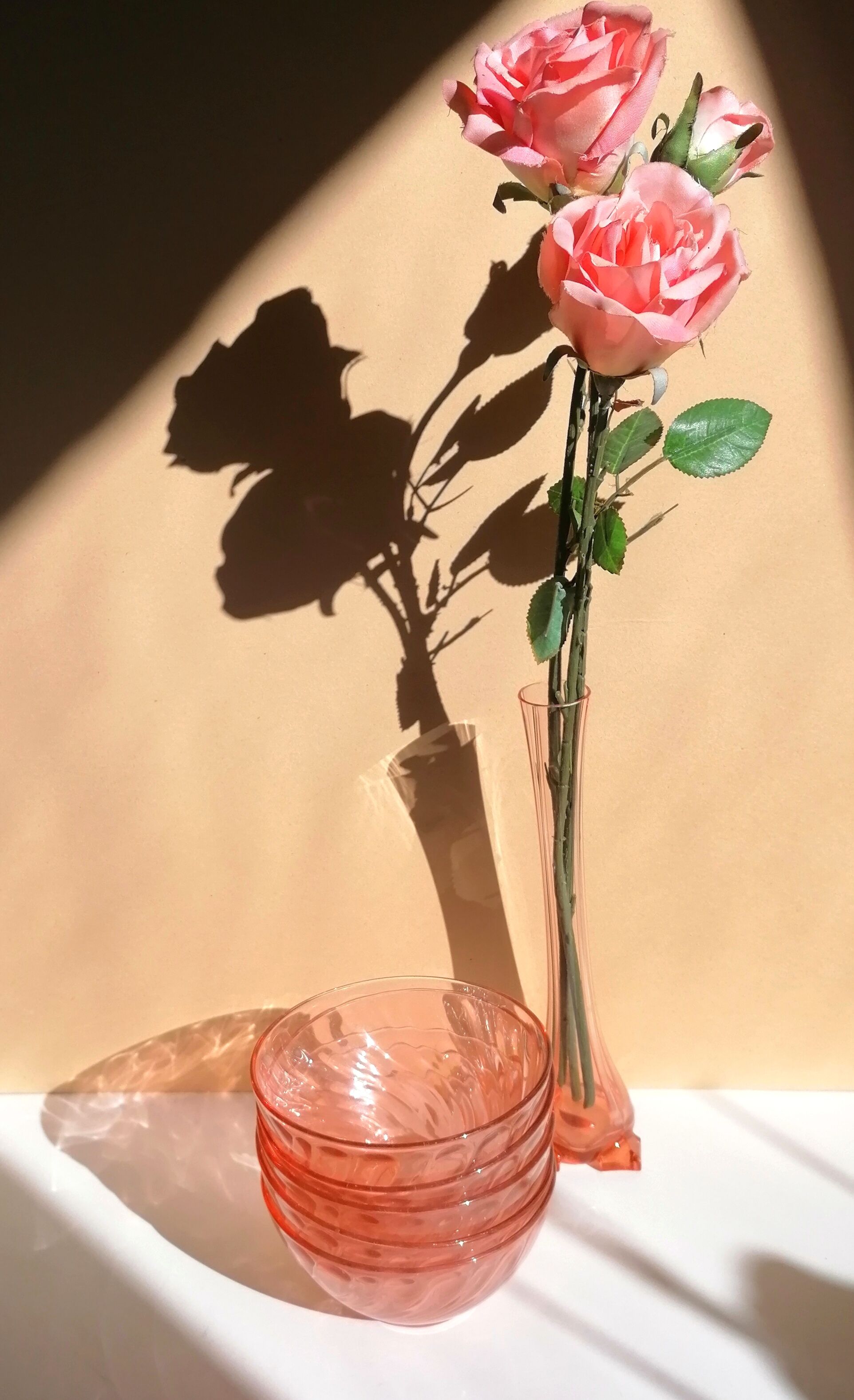 5 bols verre rose arcoroc rosaline