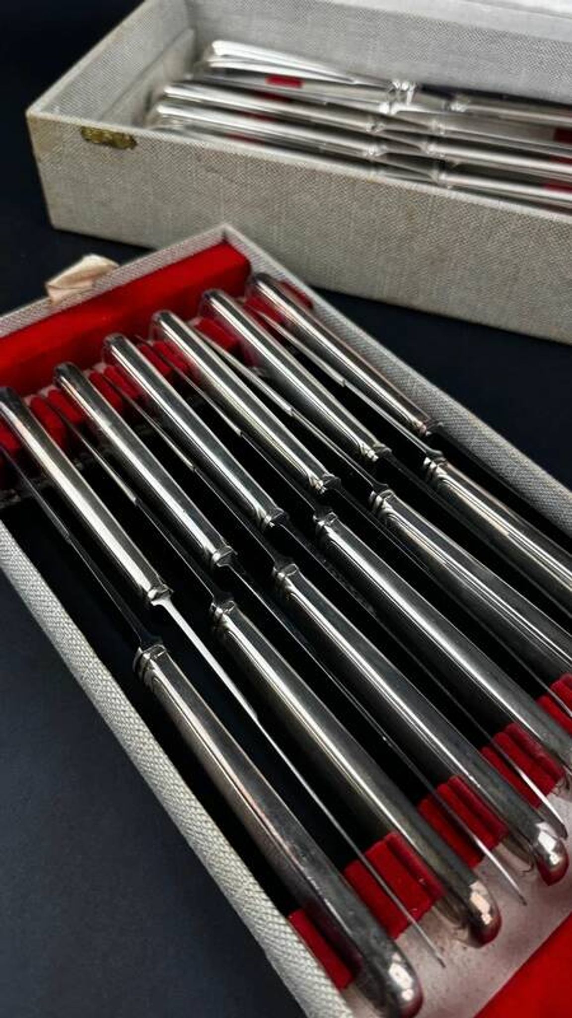 Set of 24 silver-plated knives SFAM, filet model.