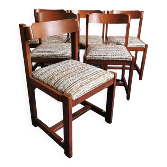 Série 6 chaises italiennes vintage assises neuves