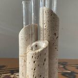 Vintage soliflore vase in travertine and glass