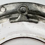 Decorative wall plate in earthenware and pewter with dandelion
