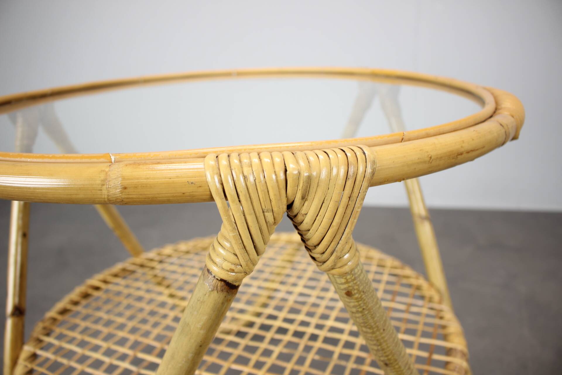 Mid-Century Bamboo and Glass Coffee Table by Alan Fuchs, Czechoslovakia, 1960s