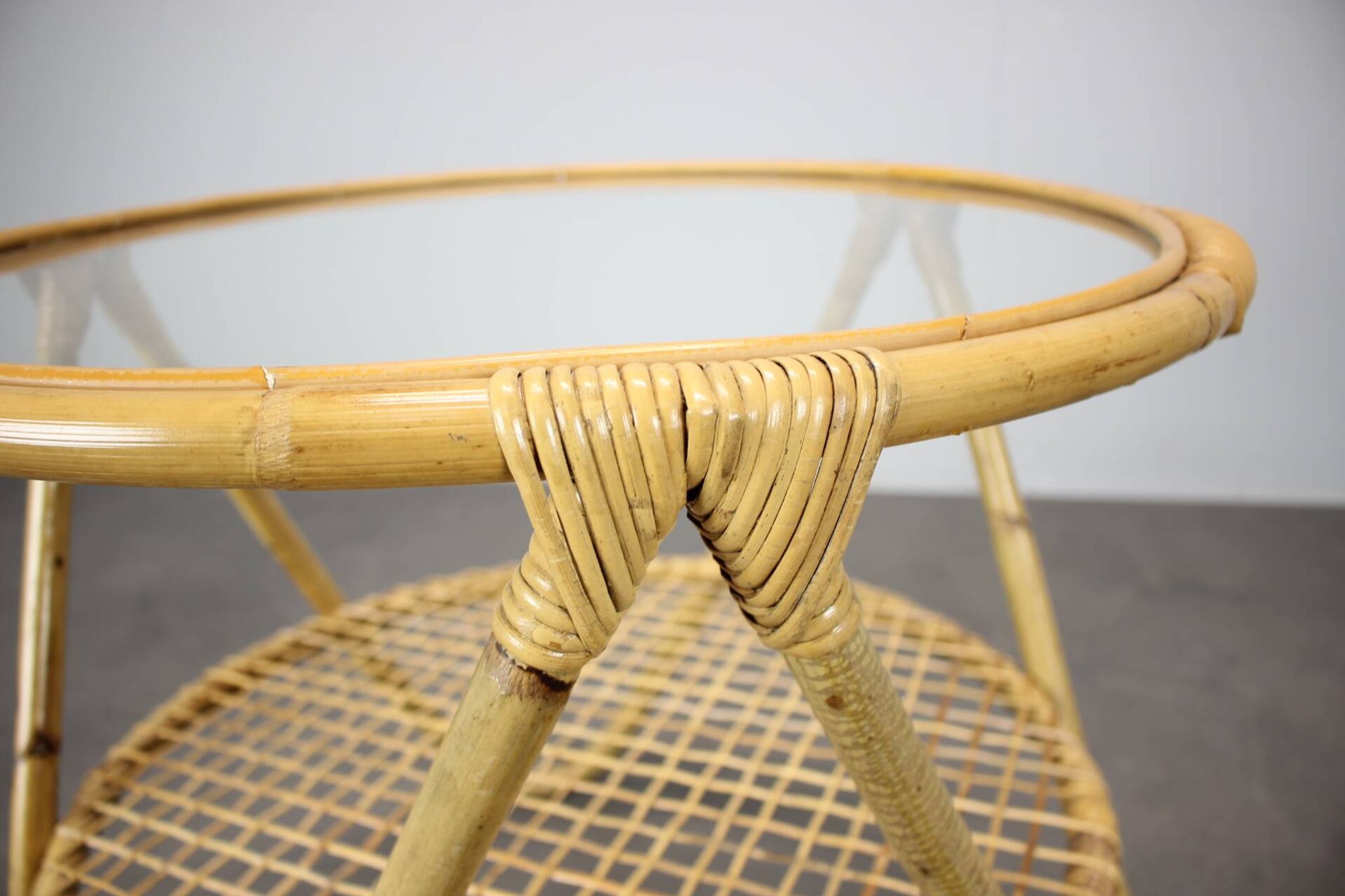 Mid-Century Bamboo and Glass Coffee Table by Alan Fuchs, Czechoslovakia, 1960s