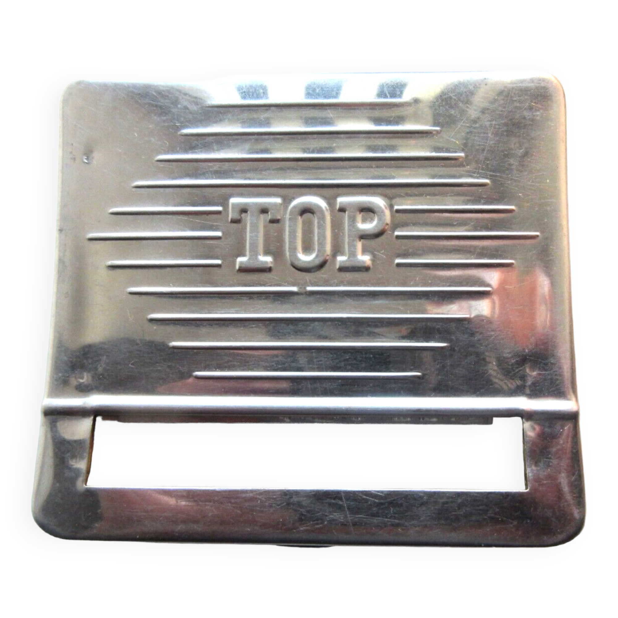 Boite à rouler les cigarettes en métal chromé, Art Déco, marque TOP