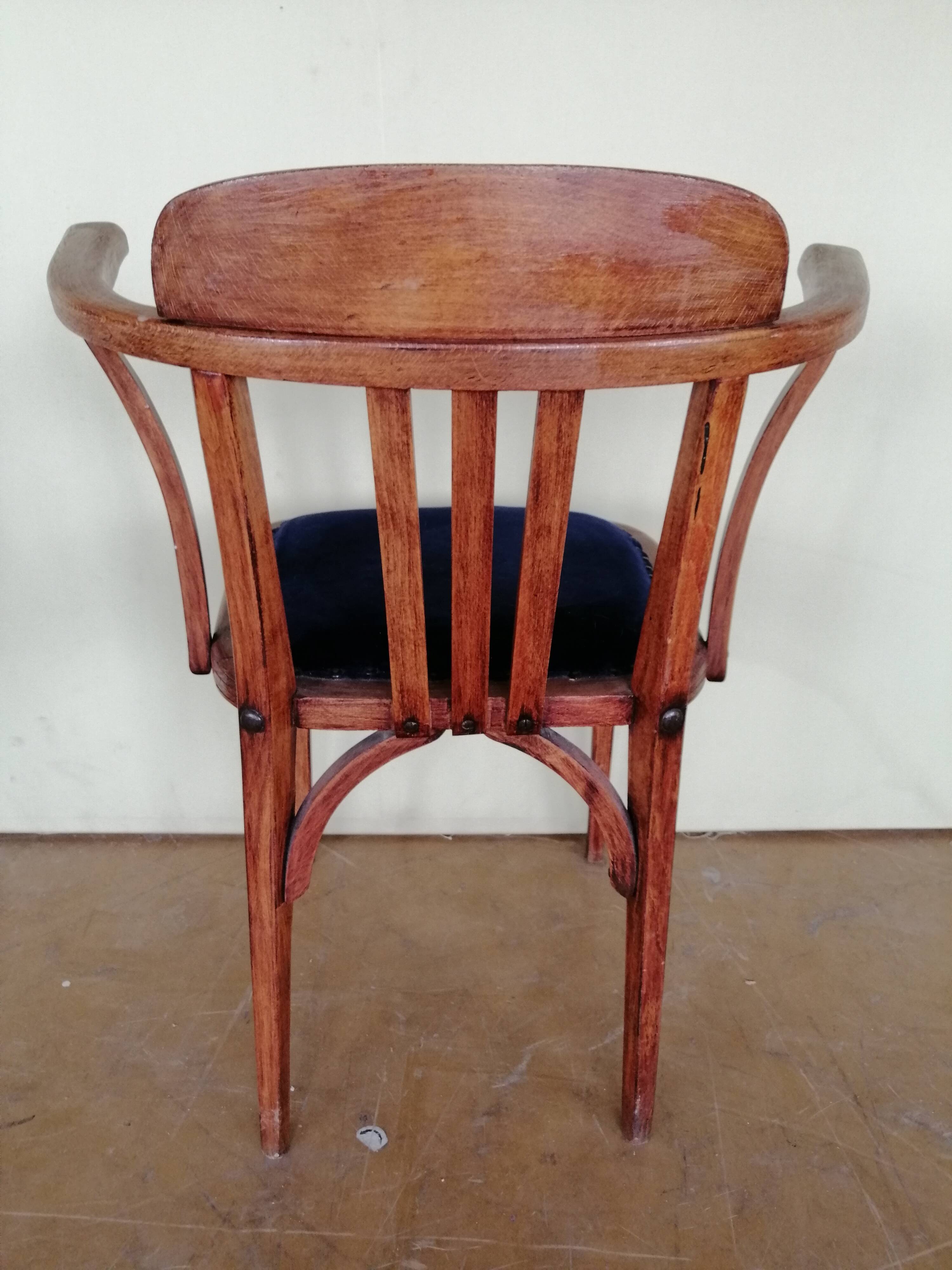 Vintage Bridge chair wood and velvet