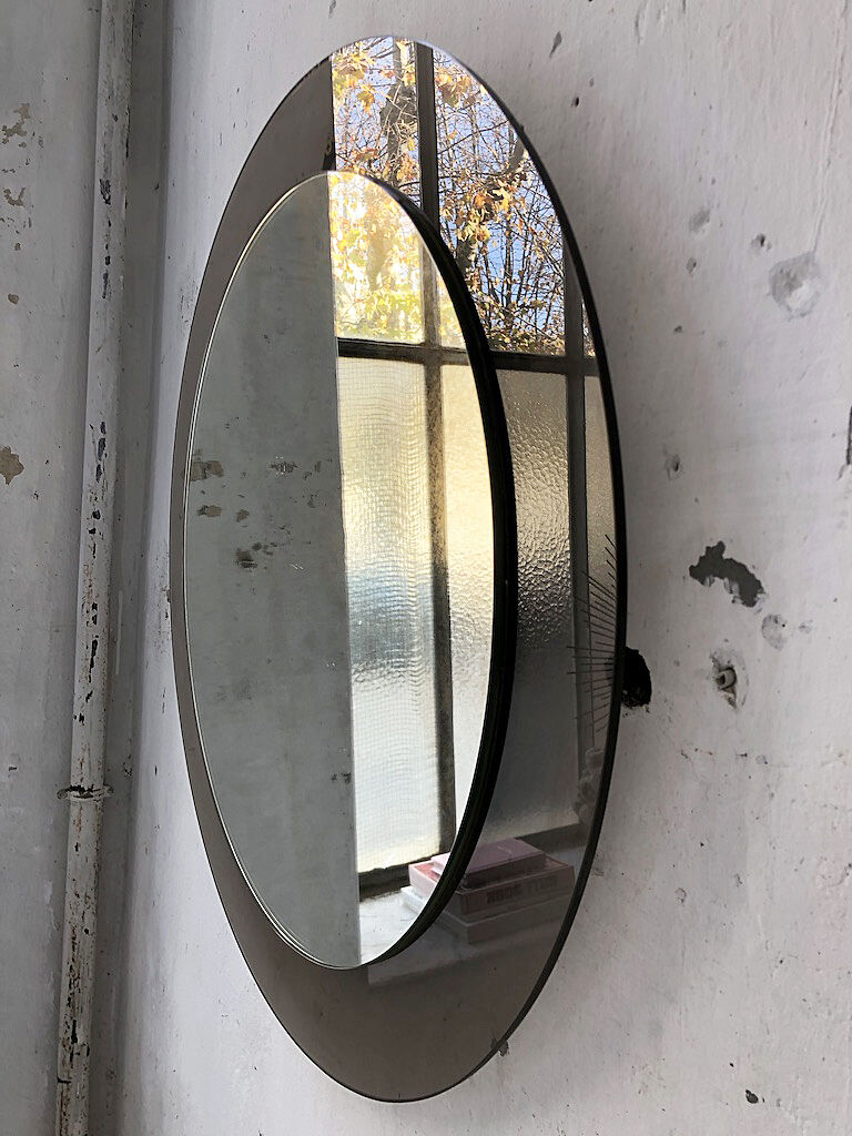 Smoked round design mirror Veca Italy