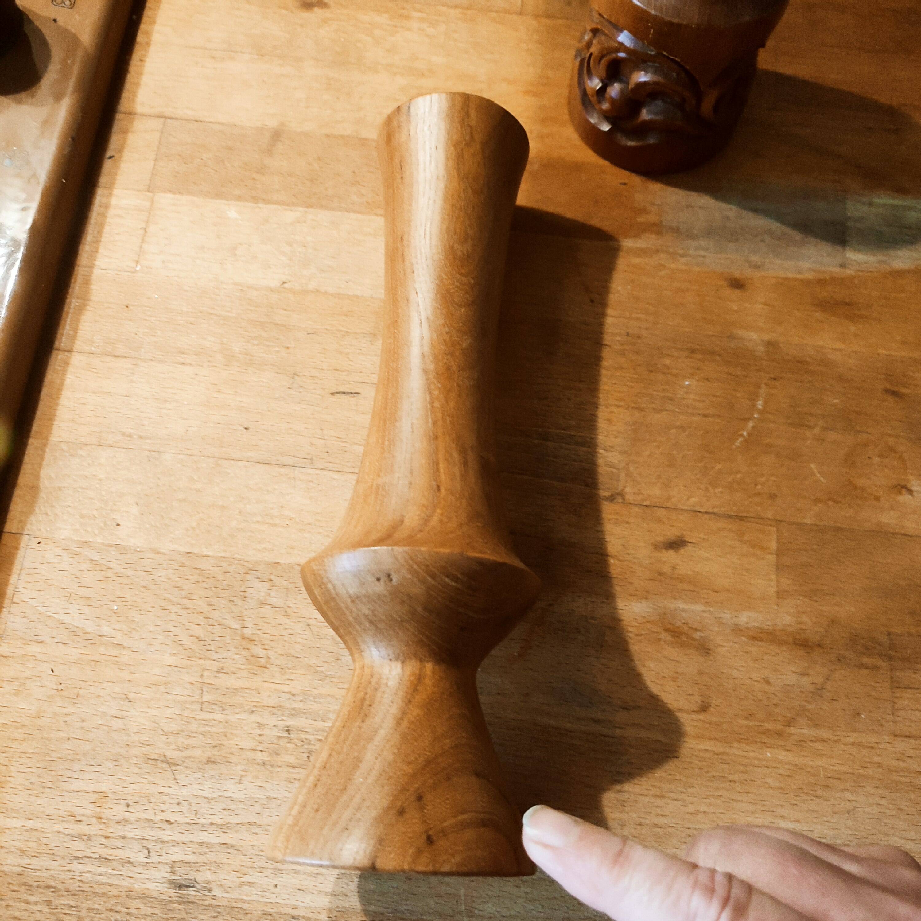 Pair of Scandinavian teak candle holders