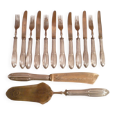 Pastry set 6 forks/6 knives/2 scoopers silver 800th covered 1900