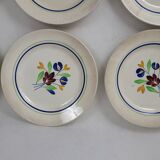 6 flat plates in Gien earthenware, Béatrice model