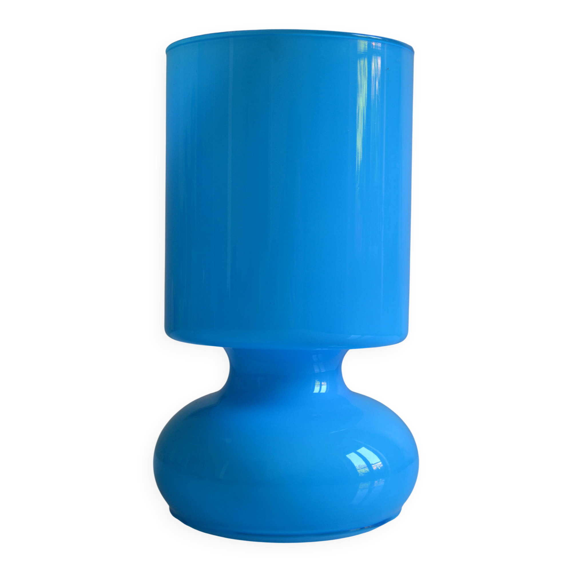 Ikea Lykta lamp in vintage blue opaline glass from the 1980s.
