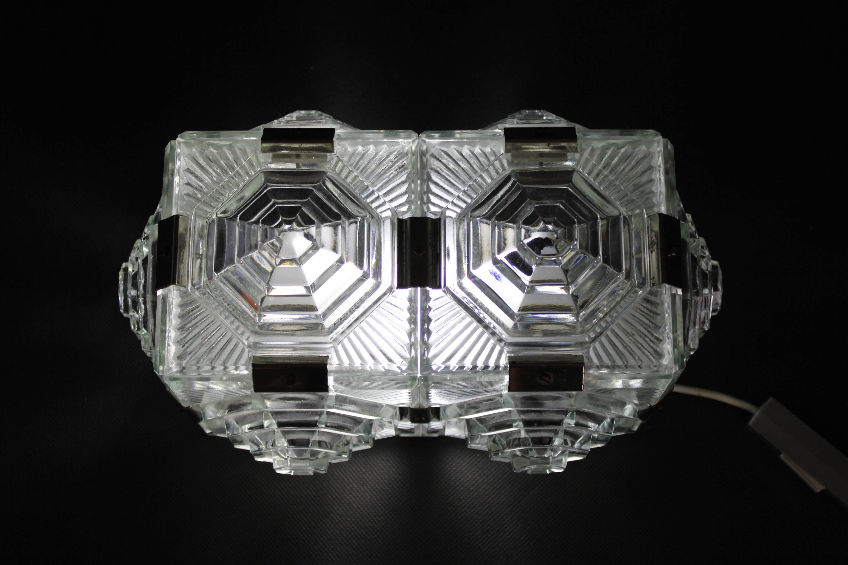 1970s Brutalist Wall Glass Light by Kamenicky Senov, Czechoslovakia