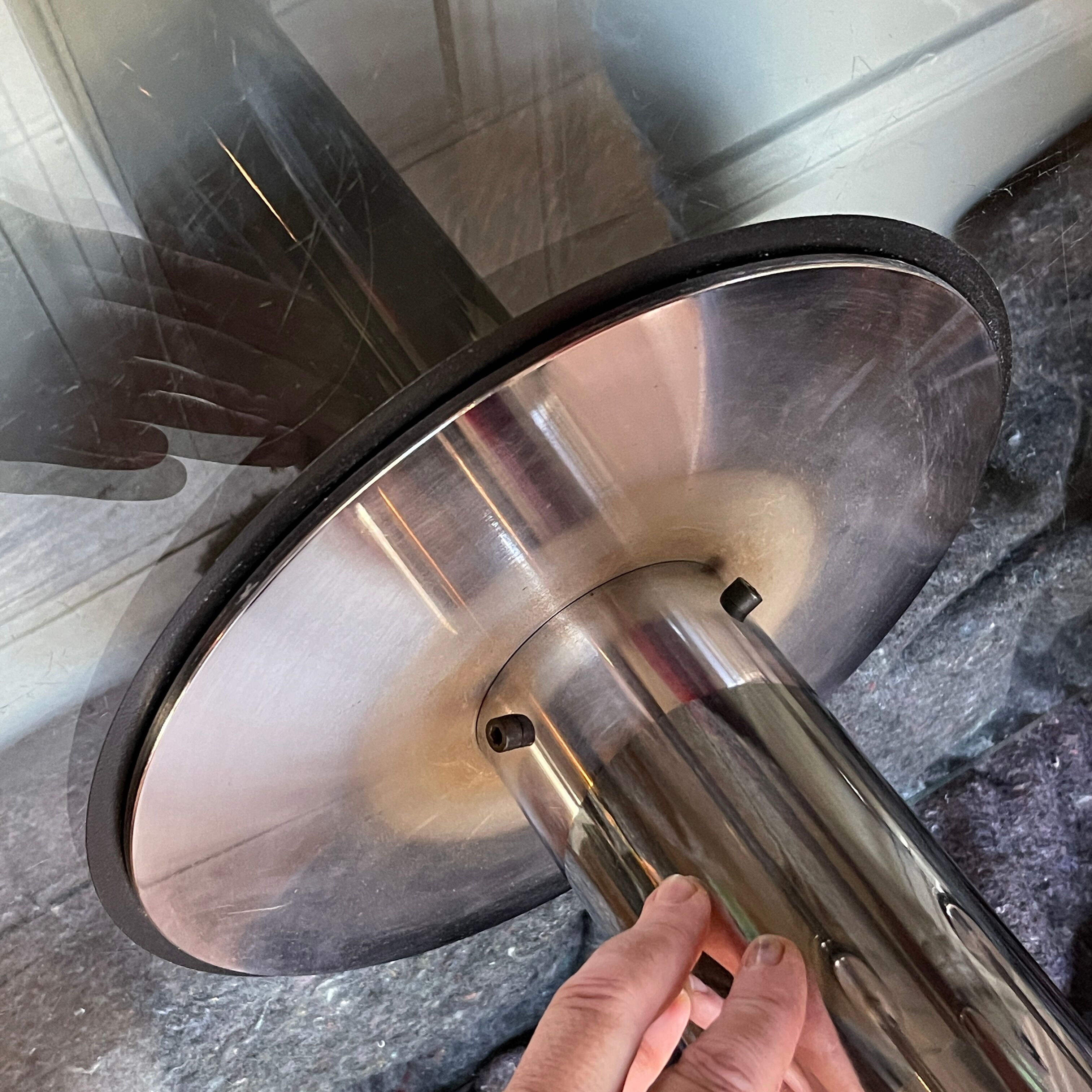 Large square coffee or coffee table in chromed steel, Italian design, ca 1970