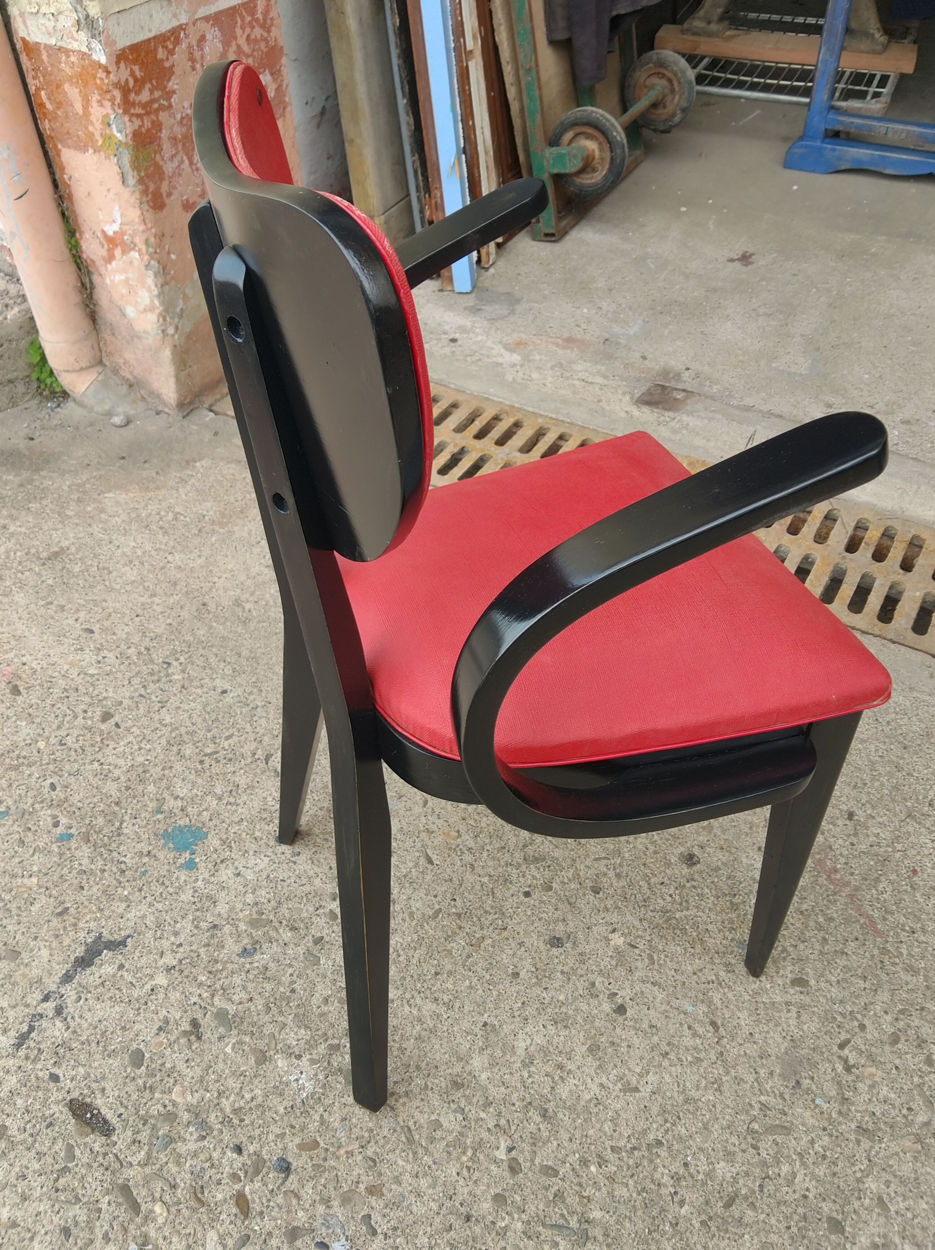 Fauteuil de bureau vers 1950 rouge et noir