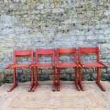 Set of 4 red chairs