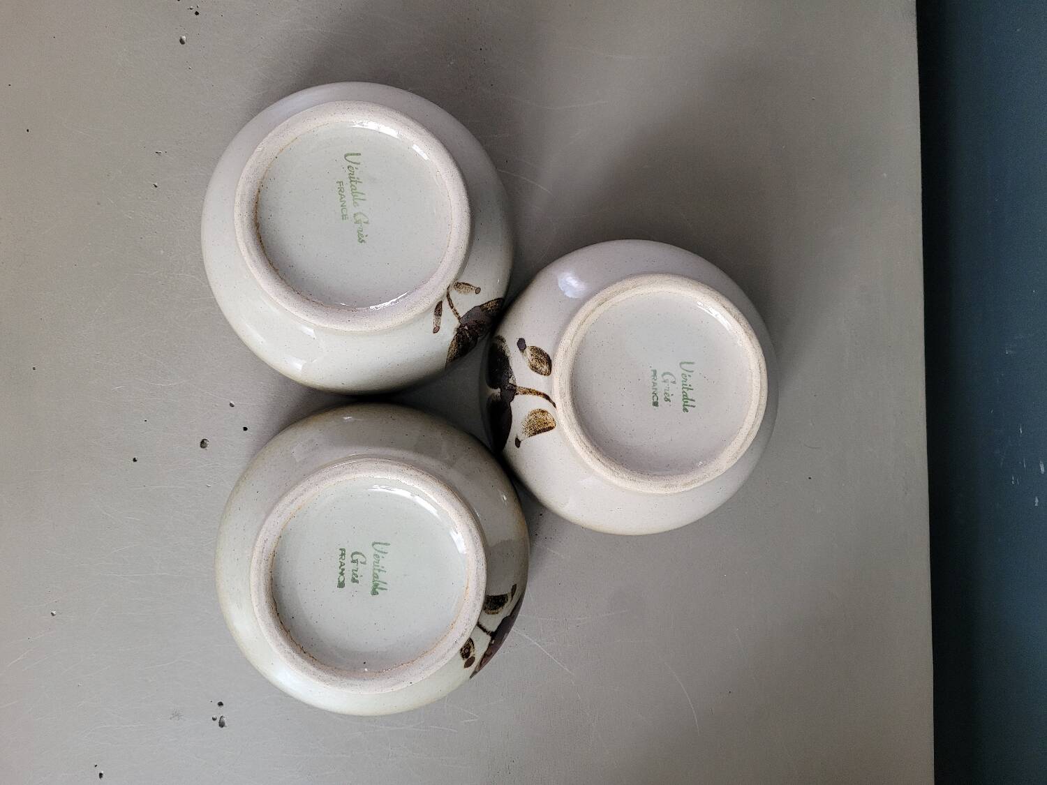 Trio of vintage stoneware bowls