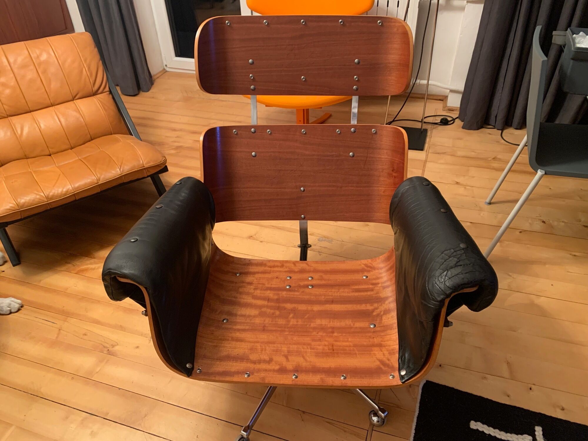 Armchair with footstool by Martin Stoll, Stoll Giroflex, Switzerland, 1960s.