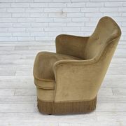 1970s, Danish lounge chair, light green furniture velour, beech wood.