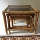Trio de tables basses en rotin vintage