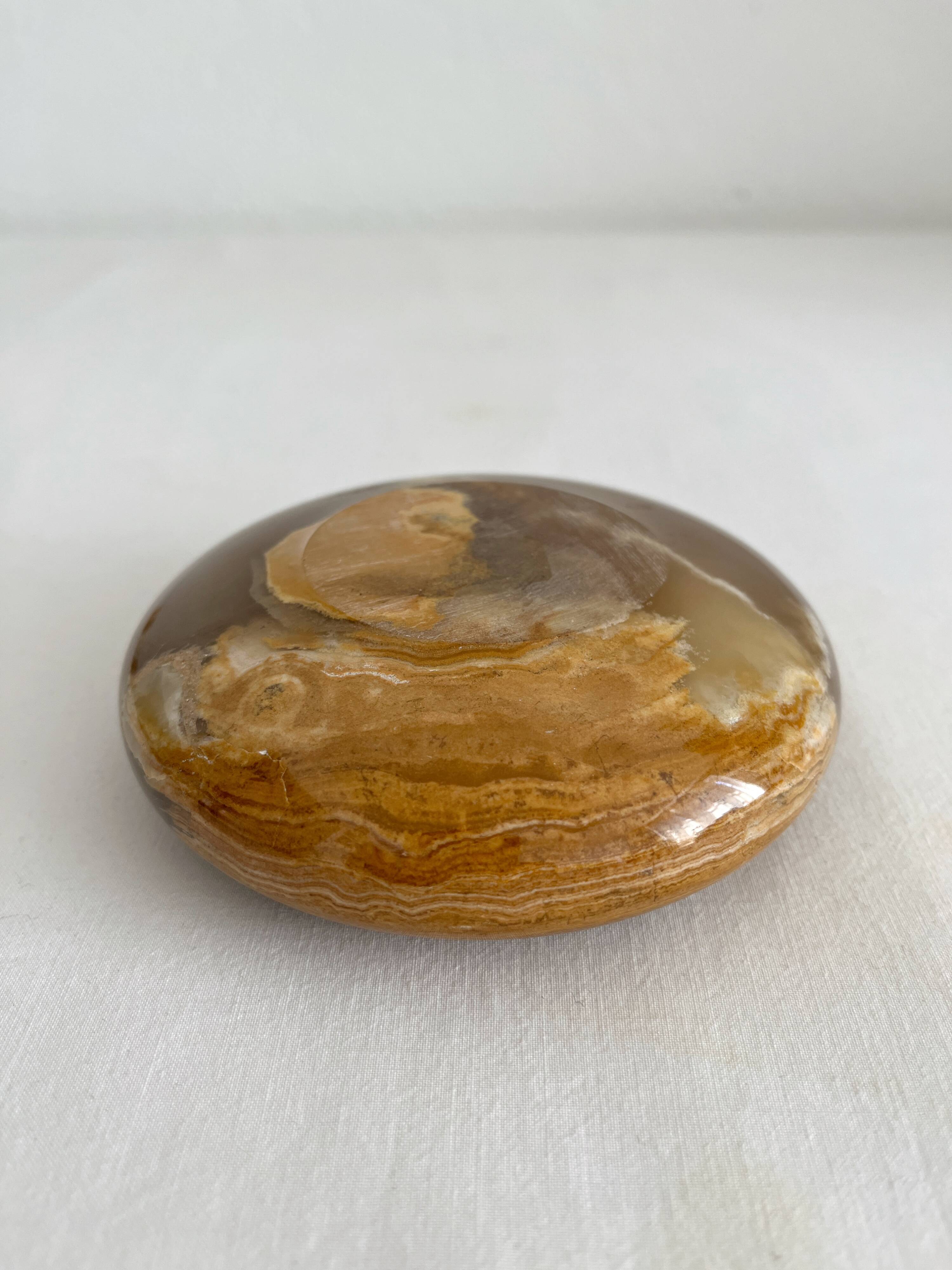 Vintage round alabaster or onyx ashtray