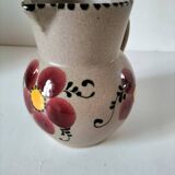 Vintage stoneware pitcher with hand-painted floral decoration, 1960s–70s