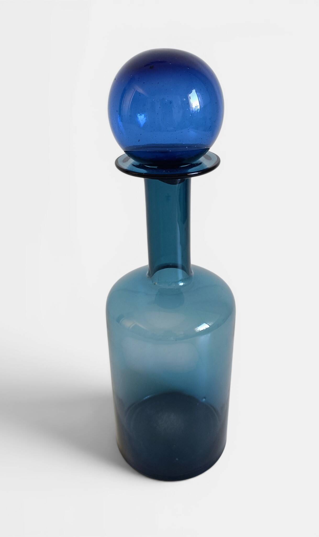 Scandinavia Modern Otto Bauer for Holmegaard Blue Glass Bottle Decanter
