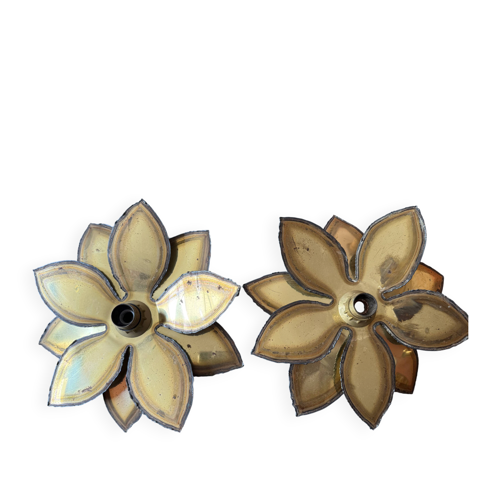 Paire d’appliques fleurs vintages Techoueyres pour Maison Jansen 70’s