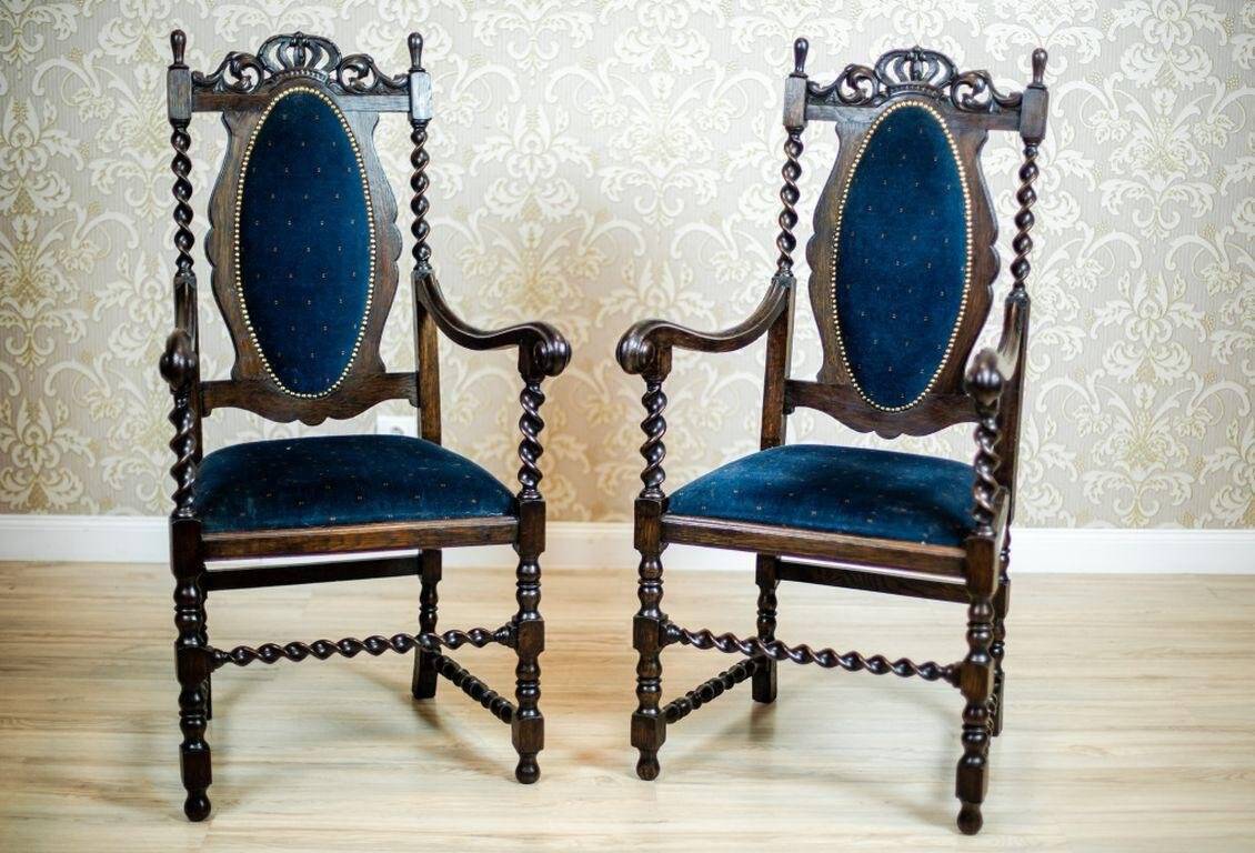 Antique Eclectic Carved Armchairs, 1890s