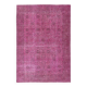 Vintage Handmade Turkish Wool Area Rug Redyed in Pink for Modern Interiors