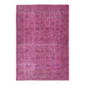 Vintage Handmade Turkish Wool Area Rug Redyed in Pink for Modern Interiors