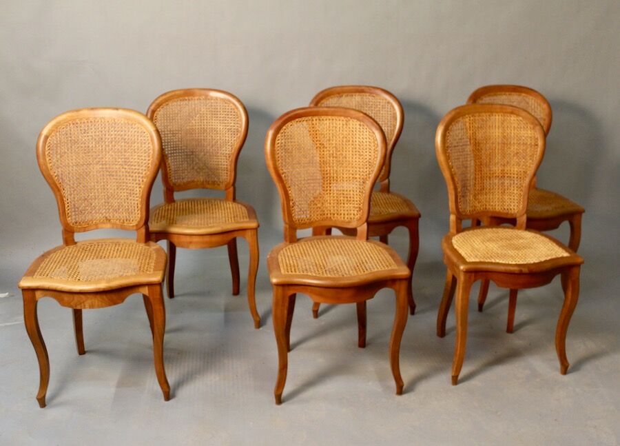 Suite of 6 chairs cannées en merisier Louis Philippe