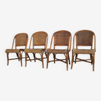 Series of 4 rattan bistro chairs