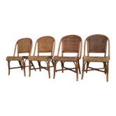 Série de 4 chaises bistrot en rotin