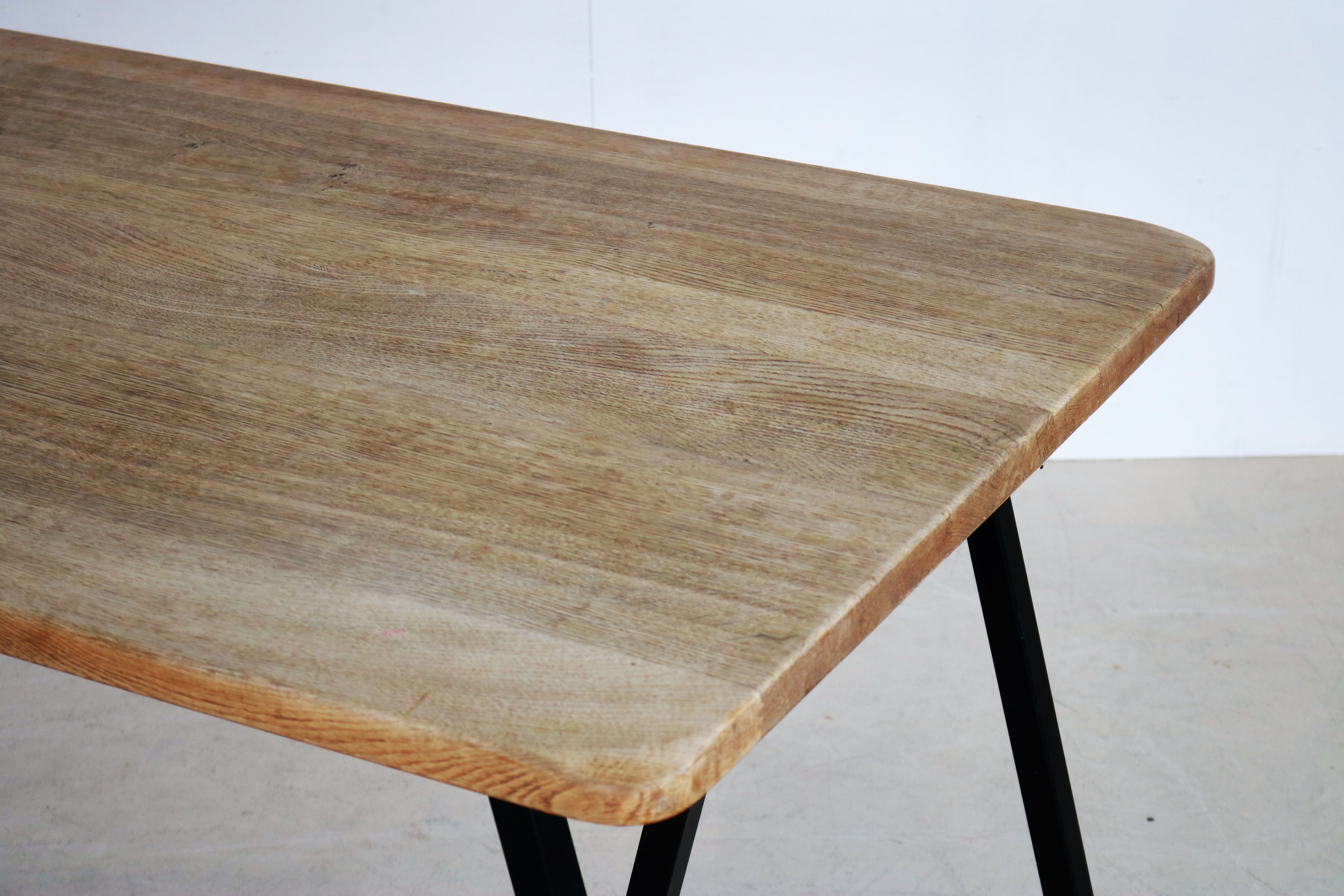 Vintage industrial oak dining table