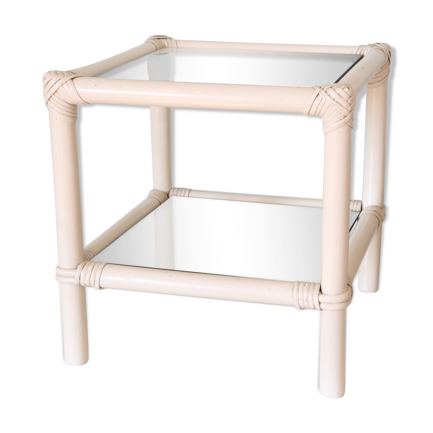 White rattan coffee table