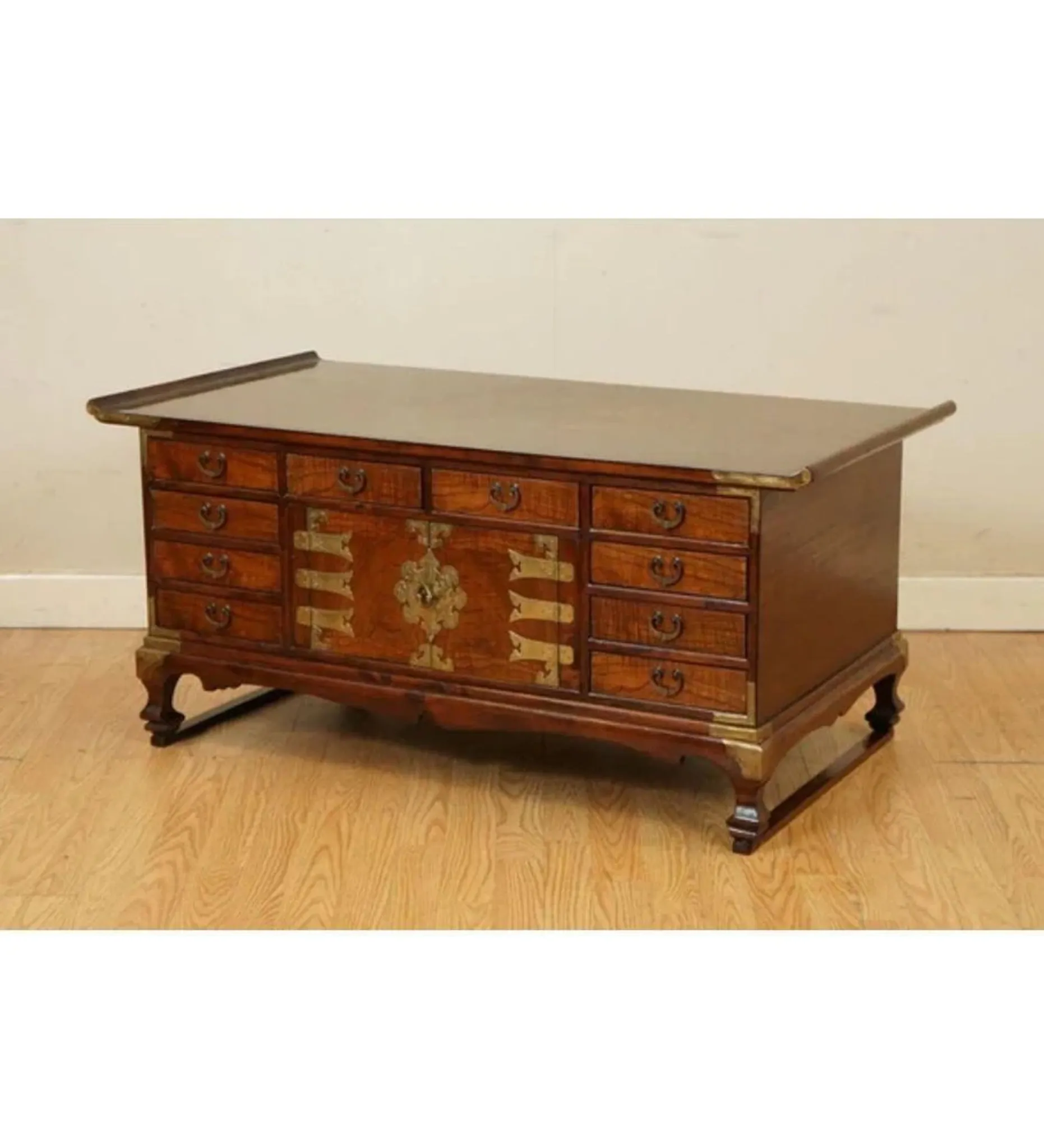 Coffee Table in Elm with Drawers, Korea, Late 19th Century