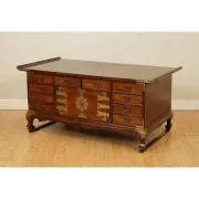 Coffee Table in Elm with Drawers, Korea, Late 19th Century