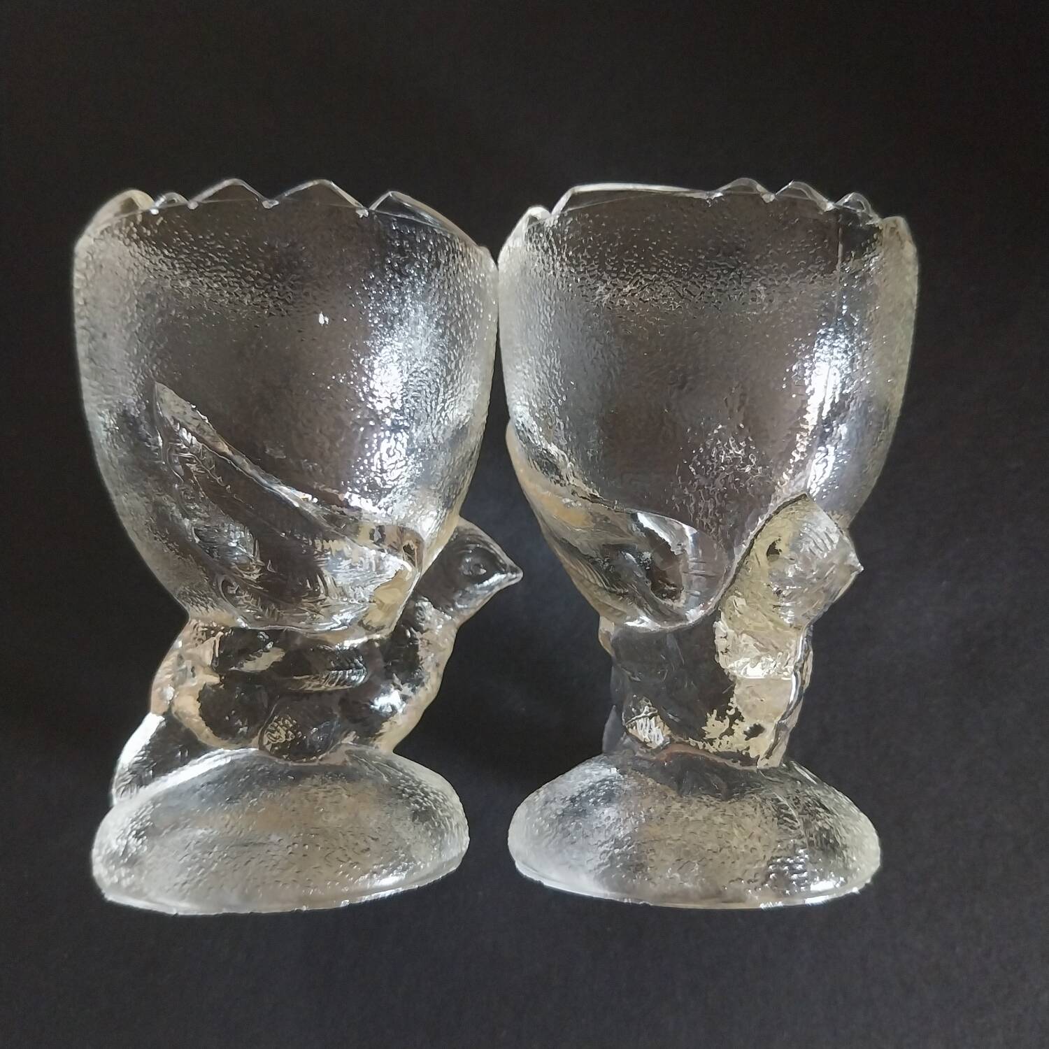 Antique Portieux glass egg cups