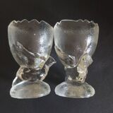 Antique Portieux glass egg cups