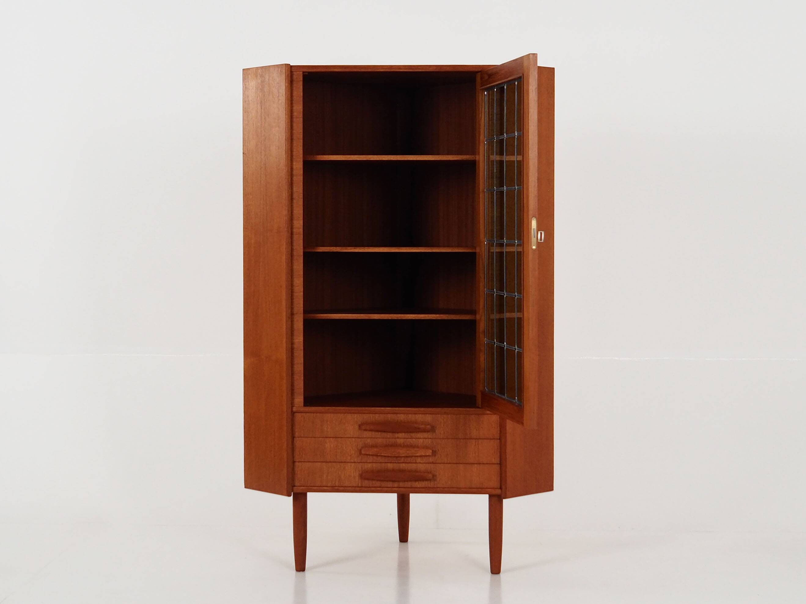 Teak corner showcase, Danish design, 1970s, production: Denmark