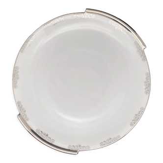 Limoges dessert serving dish with silver edging