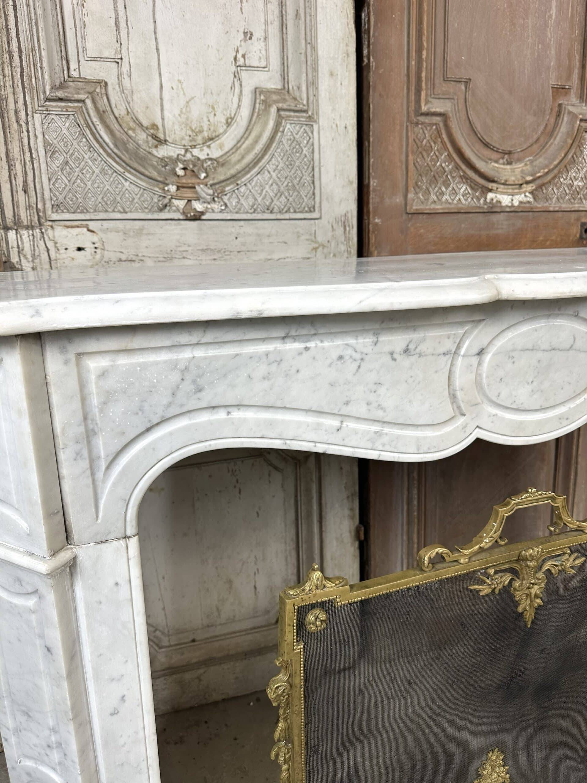 Louis XV style fireplace in white marble circa 1900
