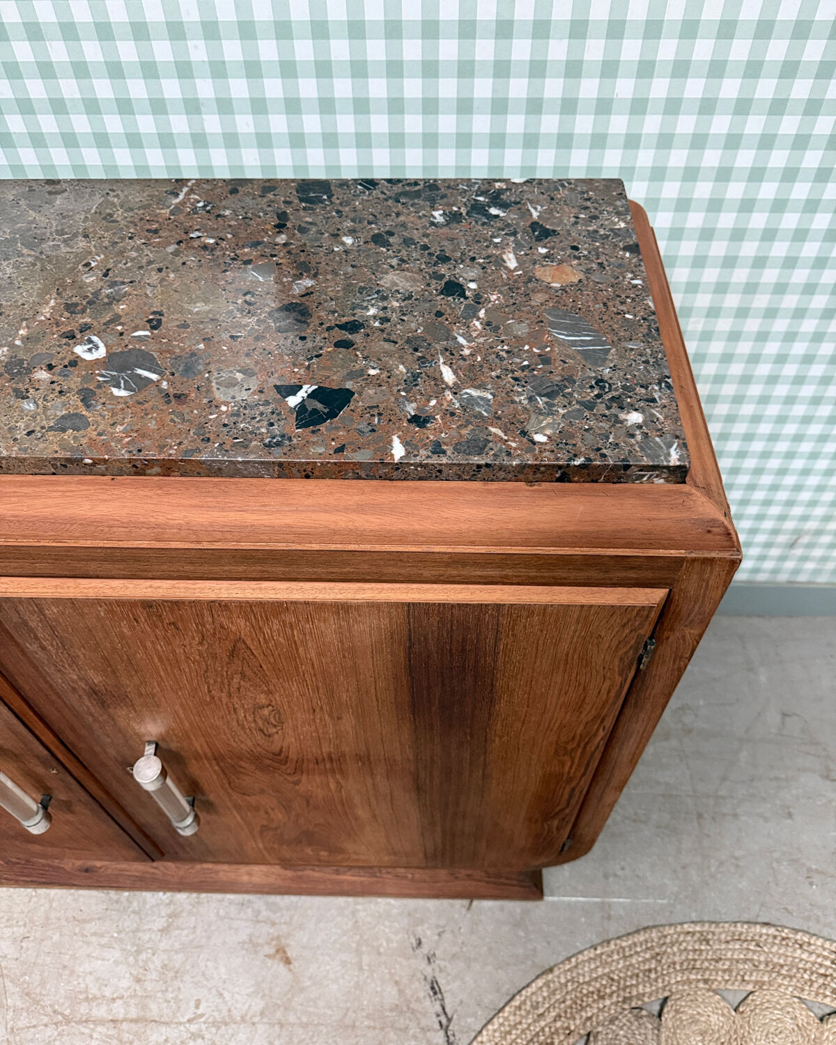 Large Art Deco sideboard in rosewood and marble (renovated)
