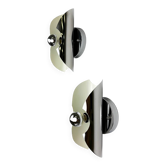 Pair of "folio" wall lights, space age, chromed metal, Italy, circa 1970s