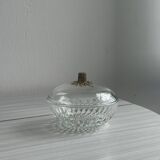 Glass sugar bowl with floral decoration lid