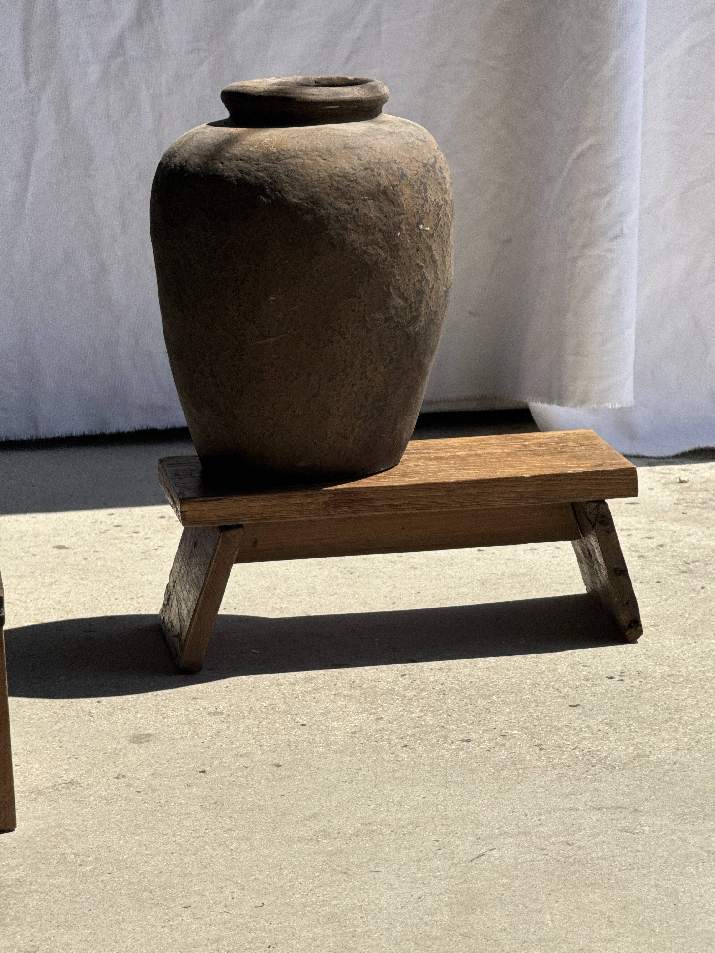 Small low bench in old teak from Indonesia H16 L39