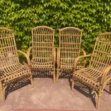 Series of 4 rattan armchairs from the 70s from the Netherlands