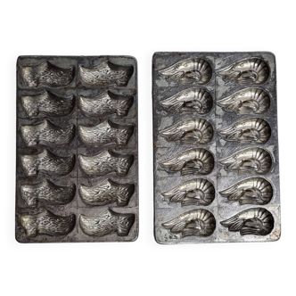 Set of two old chocolate molds "Letang et fils" Paris, 26 cm