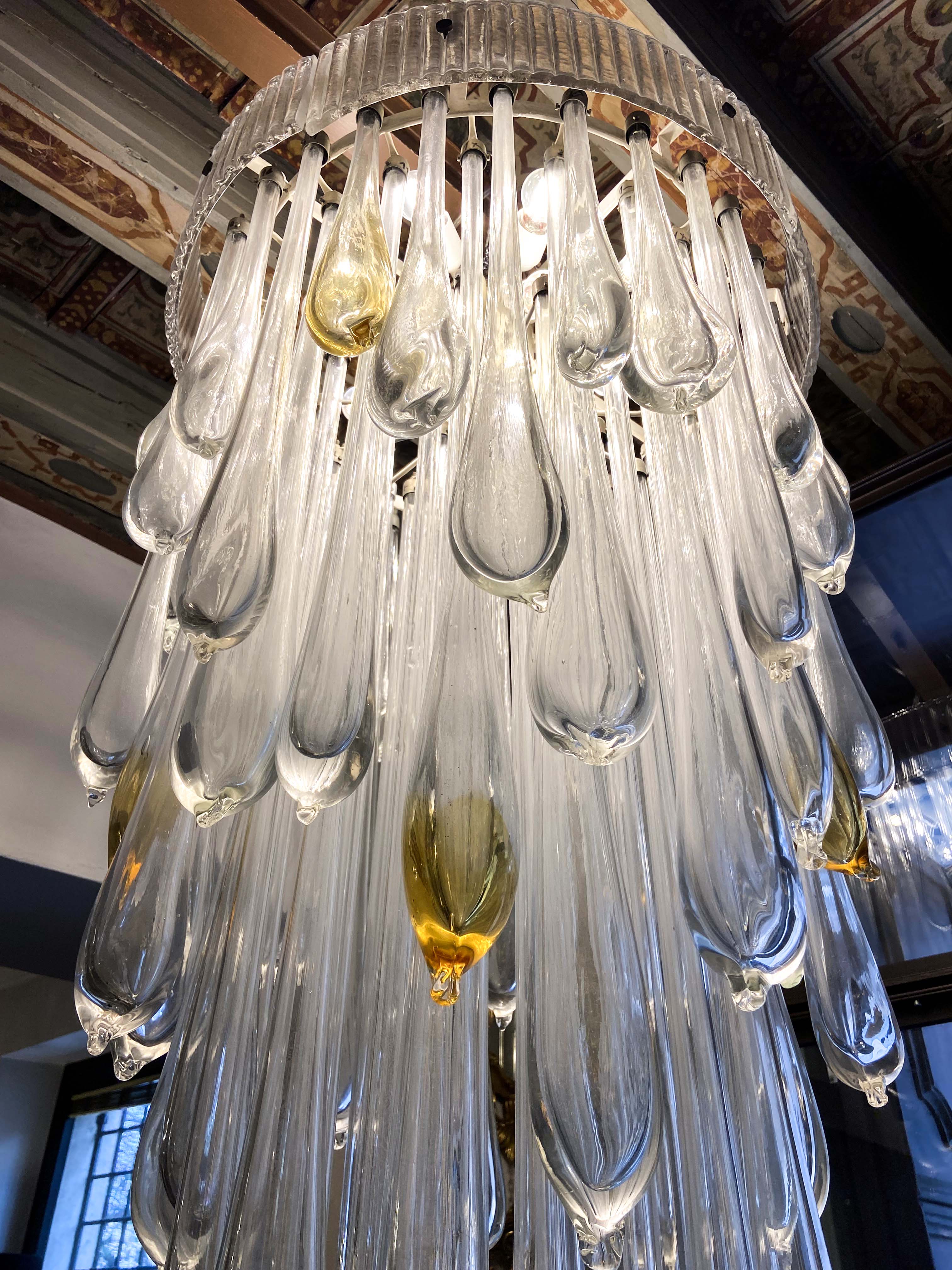Venini Murano glass chandelier, Italy 1970s