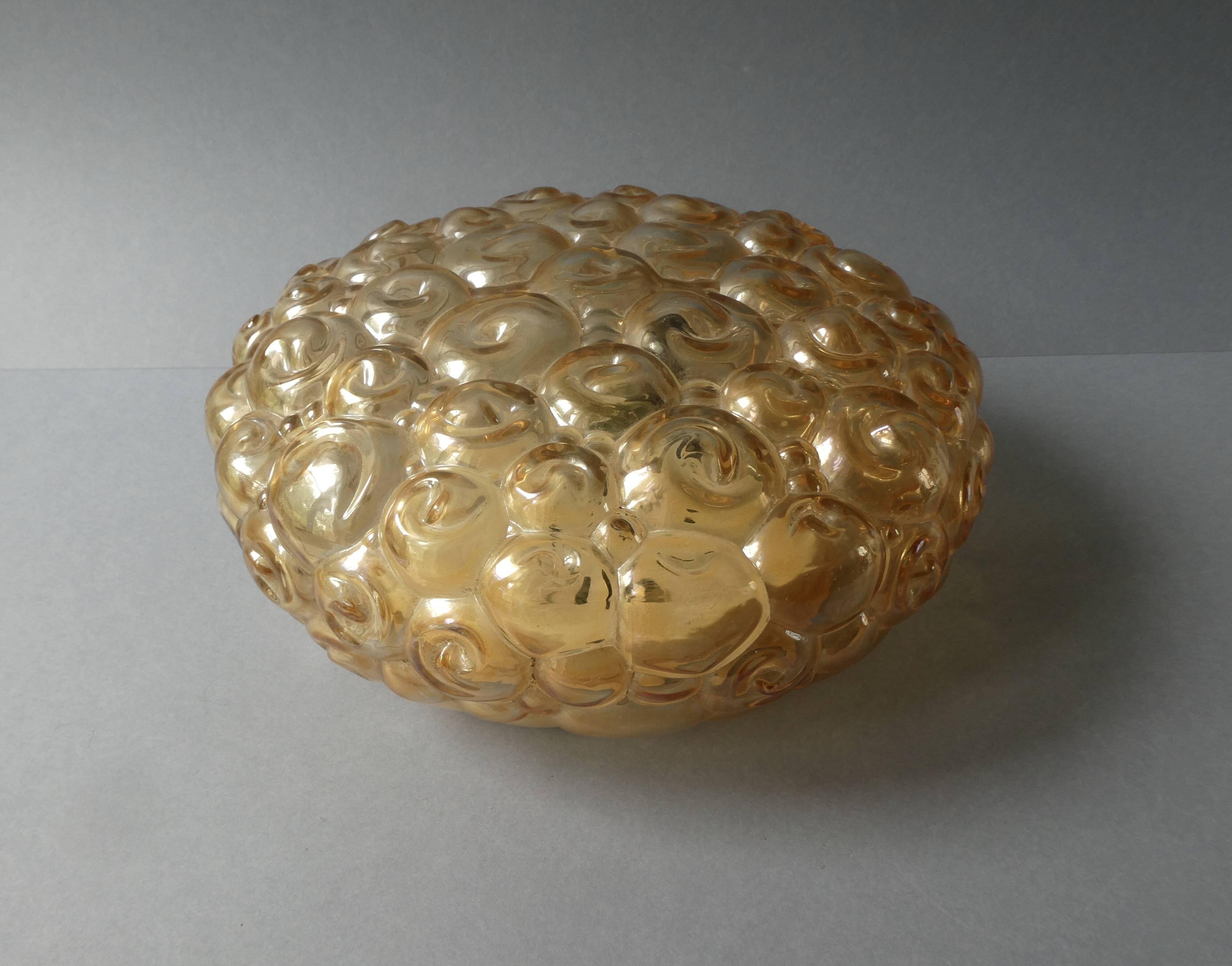 Amber glass ceiling light from the 70s